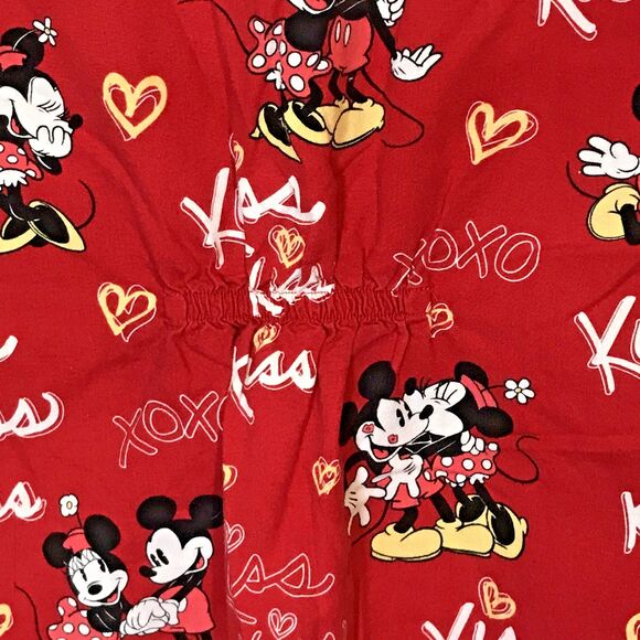 Disney Mickey & Minnie Mouse Scrub Top Women's XS Red Wrap Cinch Back 3 Pocket - Picture 12 of 12